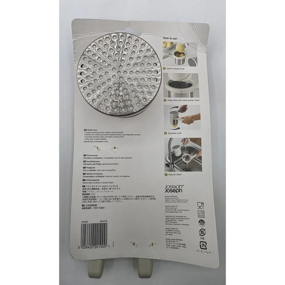 Joseph Joseph Helix Potato Ricer Masher Ergonomic Twist-Action Hand Manual Stain